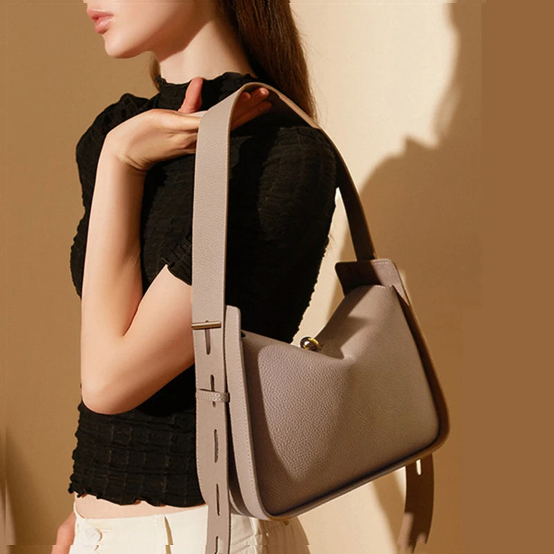 Hifashion Cowhide Genuine Leather Underarm Shoulder Bags For Women 2025 Luxury Designer Crossbody Purses Hobo Ladies Handbags