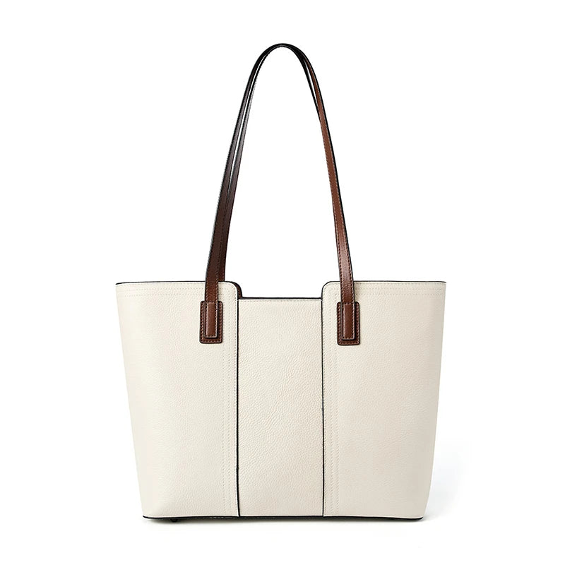 Hifashion Cowhide Genuine Leather Large Shoulder Bags For Women 2025 Luxury Designer Shopper Work Tote Commuter Ladies Handbags