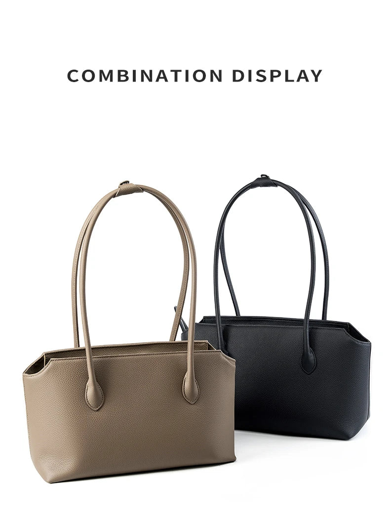 Hifashion Cowhide Genuine Leather Large Underarm Shoulder Bags For Women 2025 Luxury Designer Shopping Tote Work Ladies Handbags