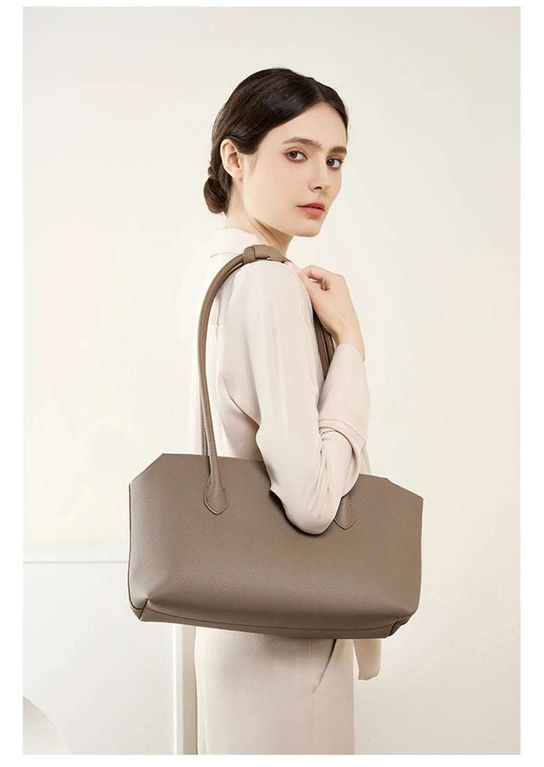 Hifashion Cowhide Genuine Leather Large Underarm Shoulder Bags For Women 2025 Luxury Designer Shopping Tote Work Ladies Handbags