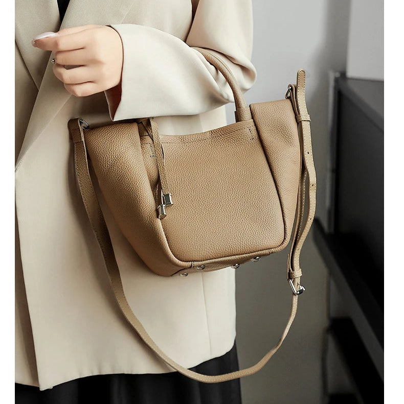 Hifashion Stylish Genuine Leather Tote Shoulder Bags For Women 2025 Trend Designer Basket Shopper Work Crossbody Ladies Handbags