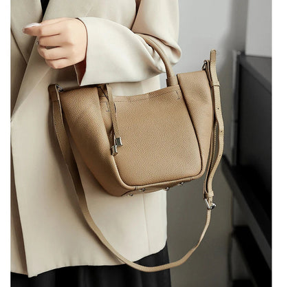 Hifashion Stylish Genuine Leather Tote Shoulder Bags For Women 2025 Trend Designer Basket Shopper Work Crossbody Ladies Handbags