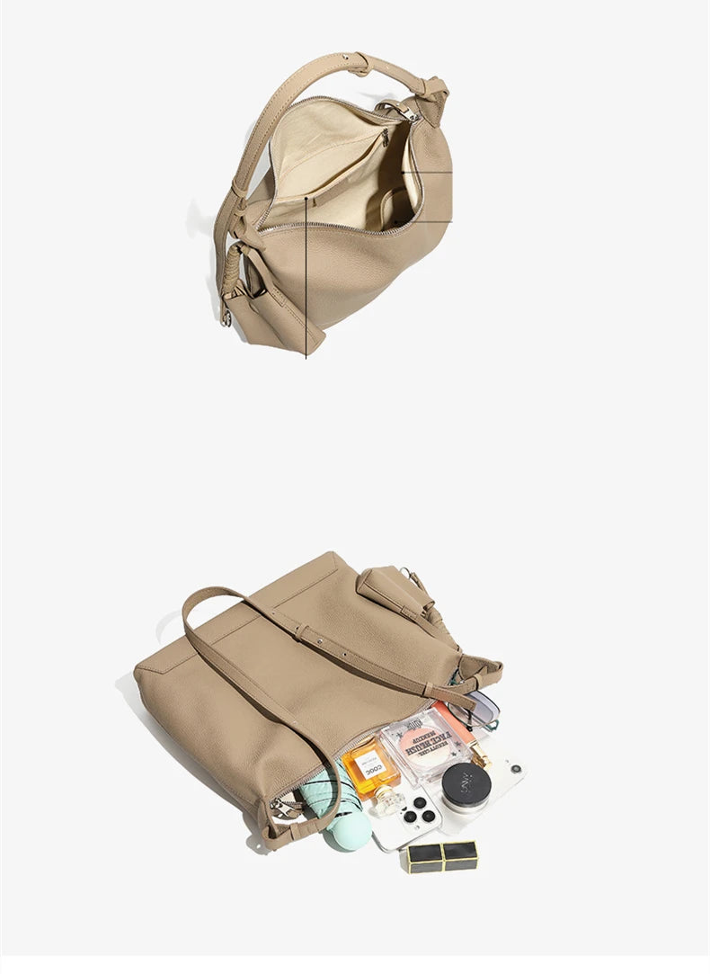 Hifashion Cowhide Genuine Leather Crescent Hobo Bags 2025 Trend Designer Commuting Shoulder Crossbody Bags Soft Ladies Handbags