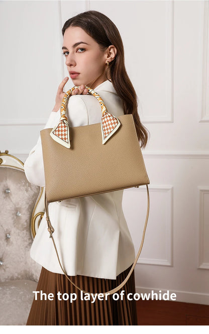 Hifashion Cowhide Genuine Leather Shoulder Bags For Women 2025 Trend Designer Top Handle Commuting Tote Ladies Crossbody Bags