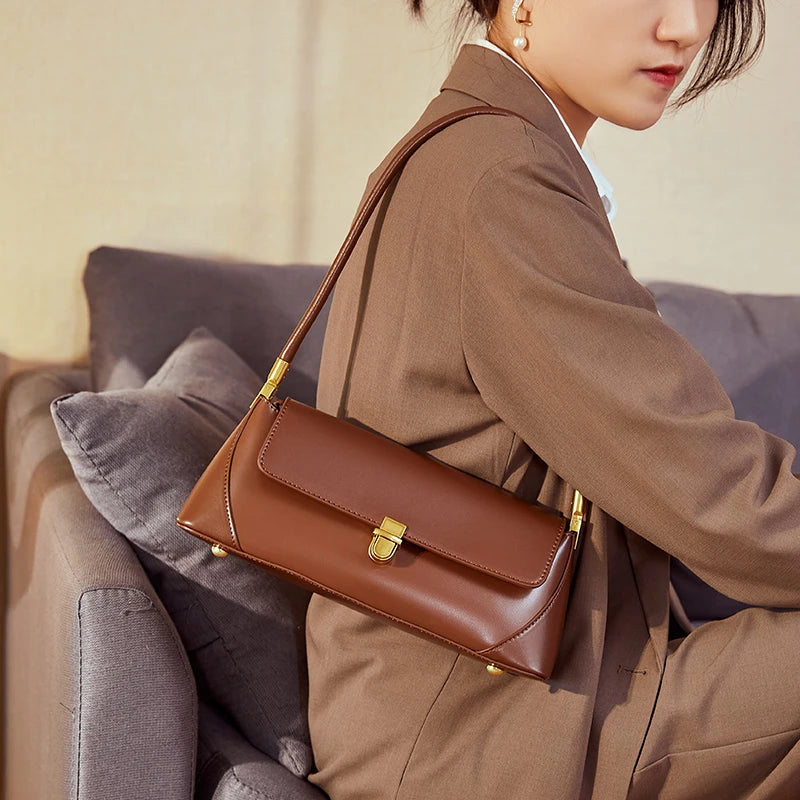 Hifashion Cowhide Genuine Leather Underarm Shoulder Bags For Women 2025 Trend Designer Top Handle Female Tote Ladies Handbags