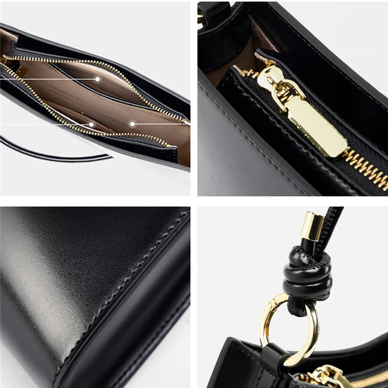 Hifashion Cowhide Genuine Leather Underarm Shoulder Bags For Women 2025 Luxury Designer Evening Party Purse Work Ladies Handbags