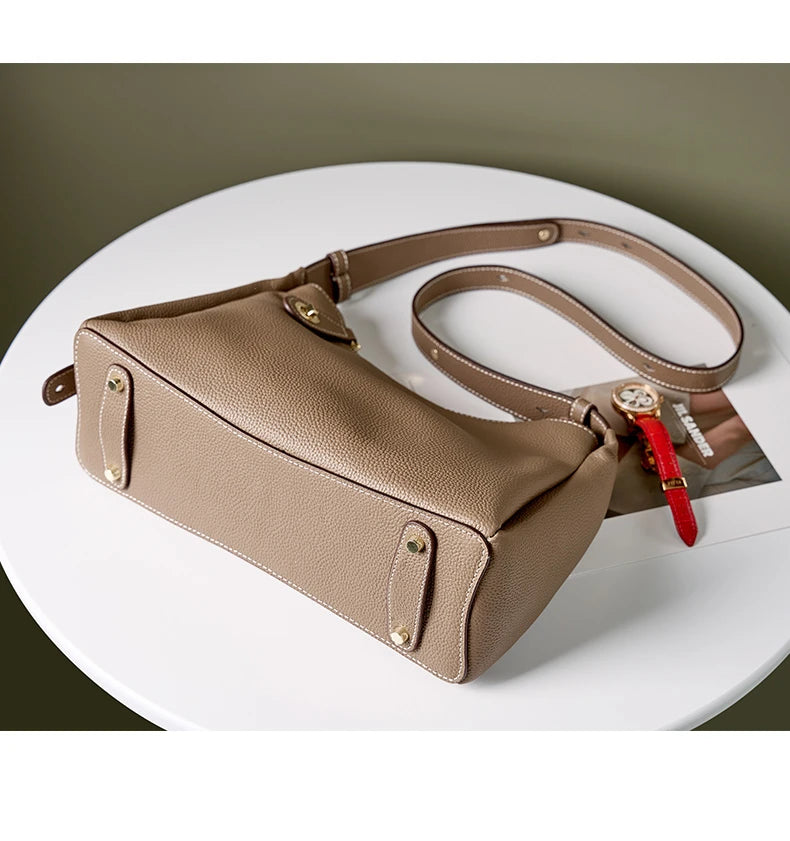Hifashion 100% Genuine Leather Crescent Shoulder Crossbody Bags For Women 2025 Luxury Designer Top Handle Purses Ladies Handbags