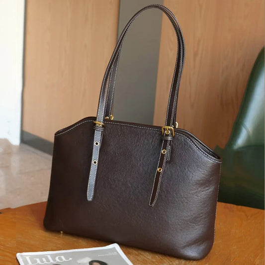Hifashion 100% Genuine Leather Large Underarm Shoulder Bags For Women 2025 Trend Designer Tote Shopper Office Ladies Handbags