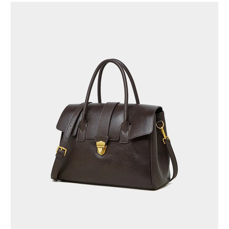 Hifashion Cowhide Genuine Leather Large Tote Handbags For Women 2025 Luxury Designer Top Handle Briefcase Satchel Shoulder Bags