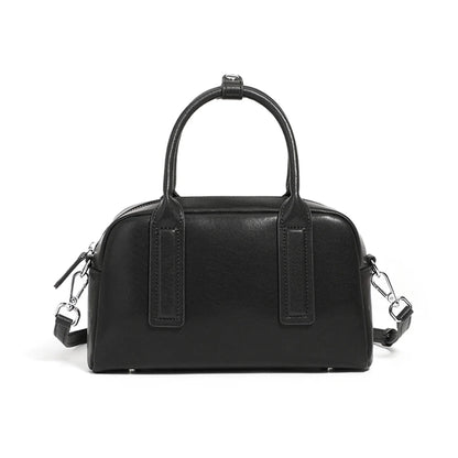 Hifashion Vintage Boston Cow Genuine Leather Handbags For Women 2025 Trend Designer Bowling Work Ladies Shoulder Crossbody Bags