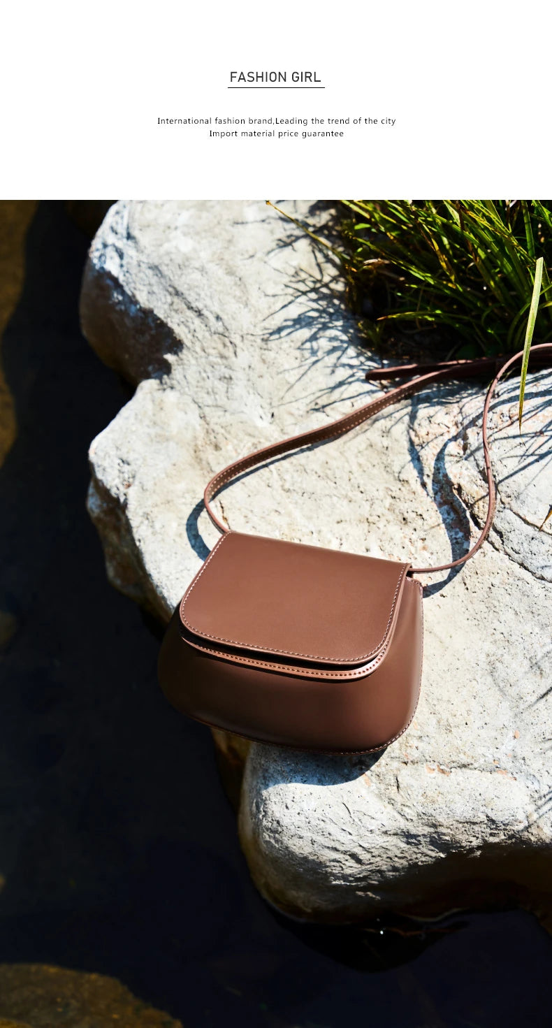 Hifashion Classic Genuine Leather Saddle Small Shoulder Bags For Women 2025 Luxury Designer Crossbody Purses Cow Ladies Handbags