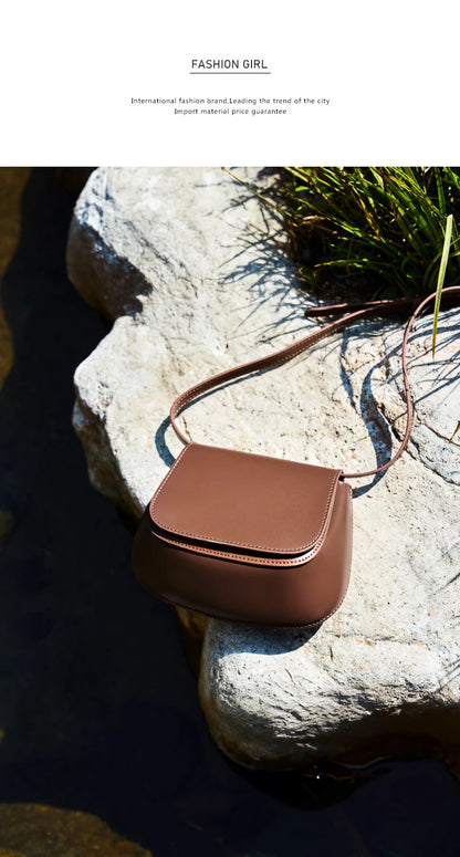 Hifashion Classic Genuine Leather Saddle Small Shoulder Bags For Women 2025 Luxury Designer Crossbody Purses Cow Ladies Handbags