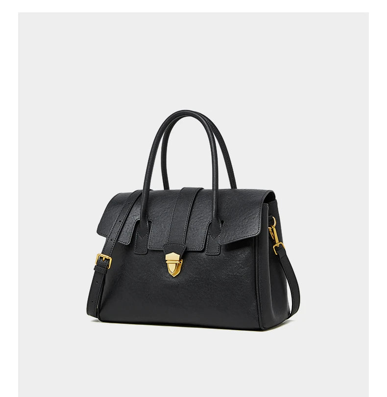 Hifashion Cowhide Genuine Leather Large Tote Handbags For Women 2025 Luxury Designer Top Handle Briefcase Satchel Shoulder Bags