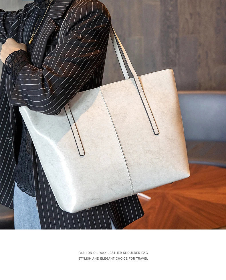 Hifashion Cowhide Genuine Leather Large Tote Bags For Women 2025 Trend Designer A4 Shoulder Bags Laptop Shopper Ladies Handbags