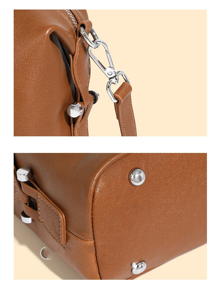 Hifashion Vintage Cow Genuine Leather Pillow Tote Handbags For Women 2025 Trend Designer Boston Ladies Shoulder Crossbody Bags