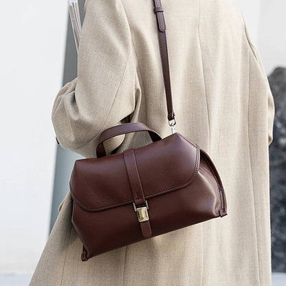 Hifashion Cowhide Genuine Leather Crossbody Shoulder Bags For Women 2025 Trend Designer Satchel Purses Boston Ladies Handbags