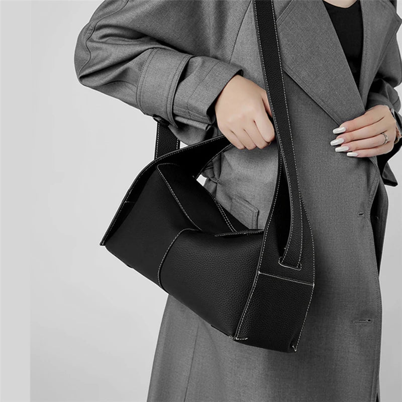 Hifashion Cowhide Genuine Leather Underarm Shoulder Bags For Women 2025 Luxury Designer Top Handle Satchel Tote Ladies Handbags