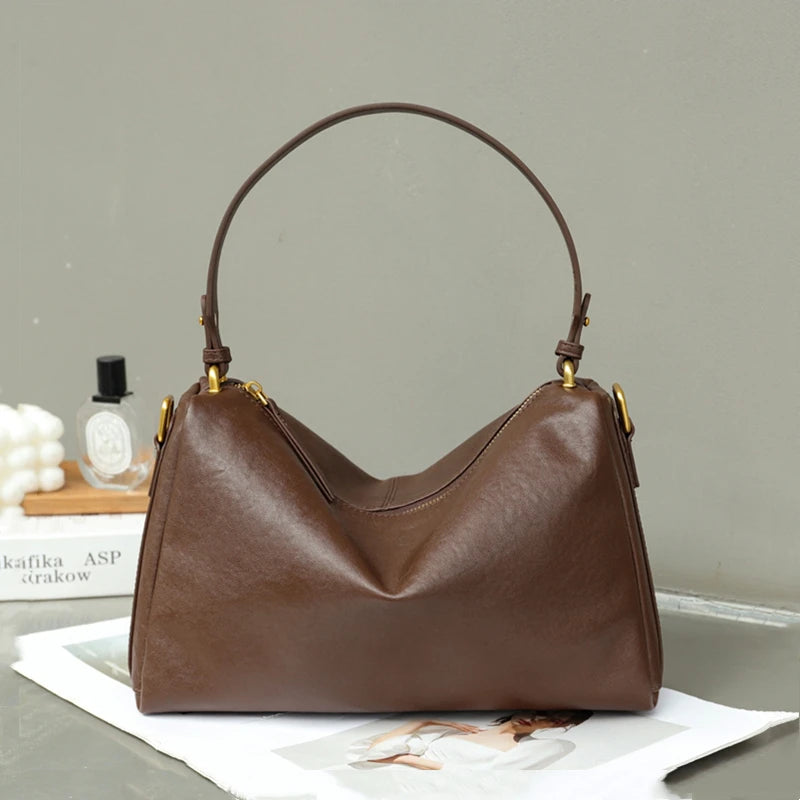 Hifashion 100% Genuine Leather Underarm Shoulder Bags For Women 2025 Trend Designer Crossbody Hobos Top Handle Ladies Handbags