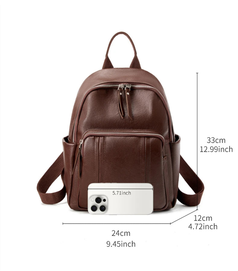 Hifashion Cowhide Genuine Leather Backpack For Women 2025 Trend Designer Work Daypack Travel Bookbags Teenage Girls School Bags
