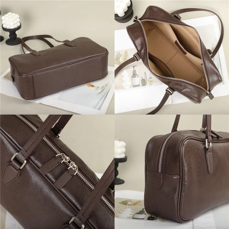 Hifashion Cowhide Genuine Leather Shoulder Bags For Women 2025 Trend Designer Large Capacity Work Satchel Tote Ladies Handbags