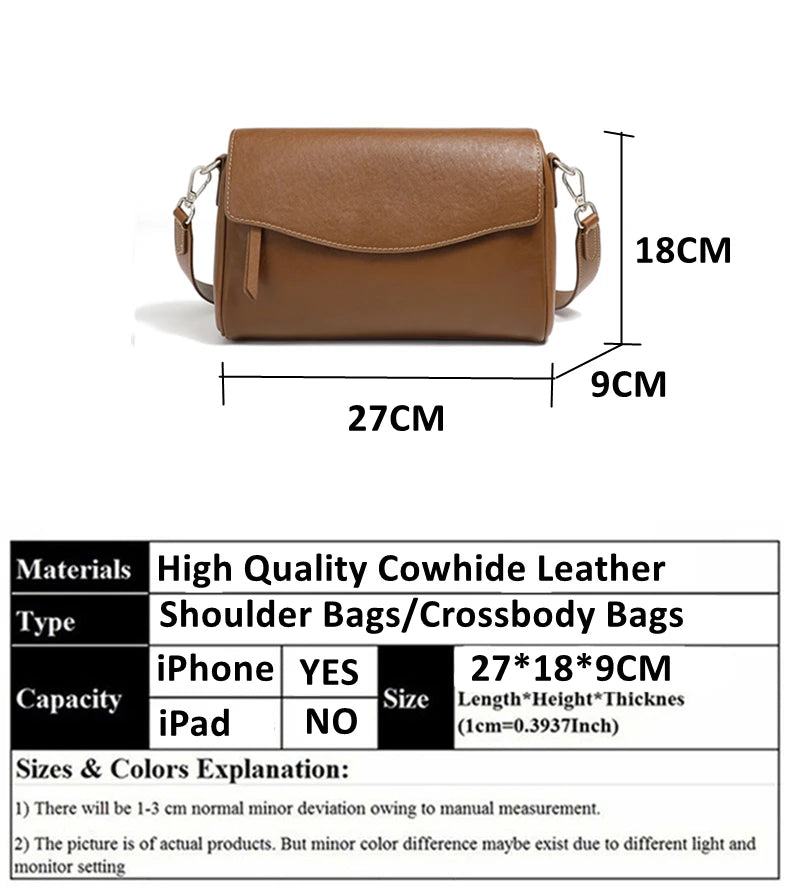 Hifashion Natural Genuine Leather Crossbody Bags For Women 2025 Trend Designer Underarm Shoulder Bags Satchel Ladies Handbags