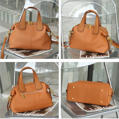 Hifashion 100% Cowhide Genuine Leather Handbags For Women 2025 Trend Designer Wide Strap Pillow Ladies Shoulder Crossbody Bags