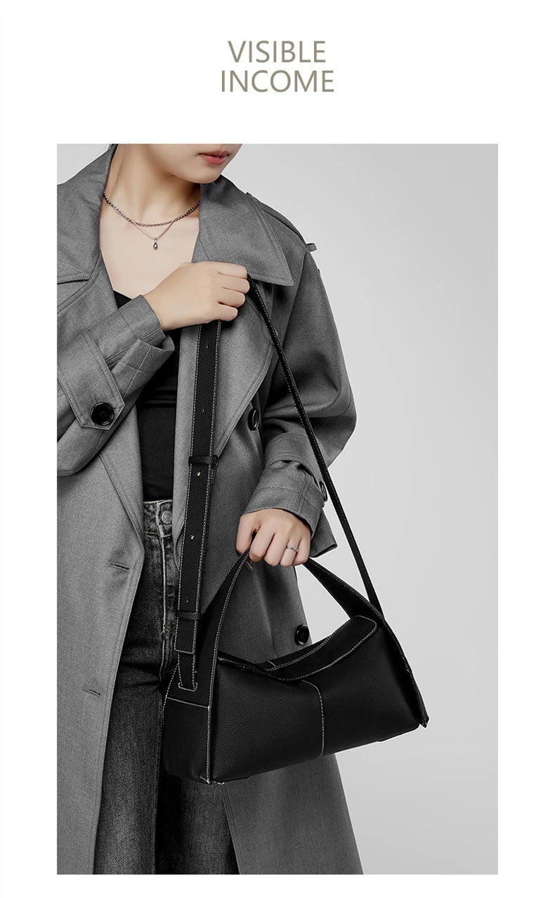 Hifashion Cowhide Genuine Leather Underarm Shoulder Bags For Women 2025 Luxury Designer Top Handle Satchel Tote Ladies Handbags