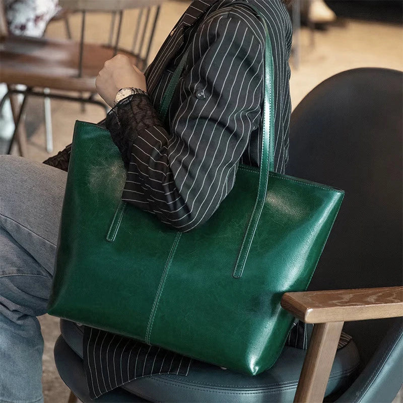 Hifashion Cowhide Genuine Leather Large Tote Bags For Women 2025 Trend Designer A4 Shoulder Bags Laptop Shopper Ladies Handbags