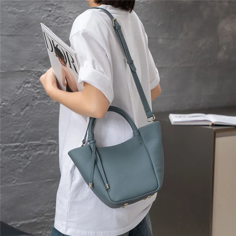 Hifashion Stylish Genuine Leather Tote Shoulder Bags For Women 2025 Trend Designer Basket Shopper Work Crossbody Ladies Handbags