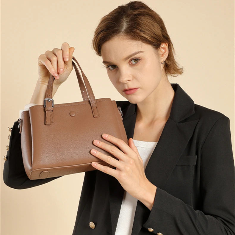 Hifashion 3 Layers Genuine Leather Shoulder Bags For Women 2025 Luxury Designer Crossbody Satchel Commuting Tote Ladies Handbags