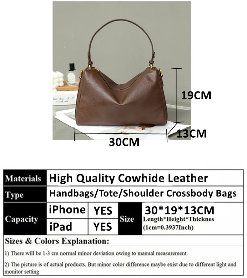 Hifashion 100% Genuine Leather Underarm Shoulder Bags For Women 2025 Trend Designer Crossbody Hobos Top Handle Ladies Handbags