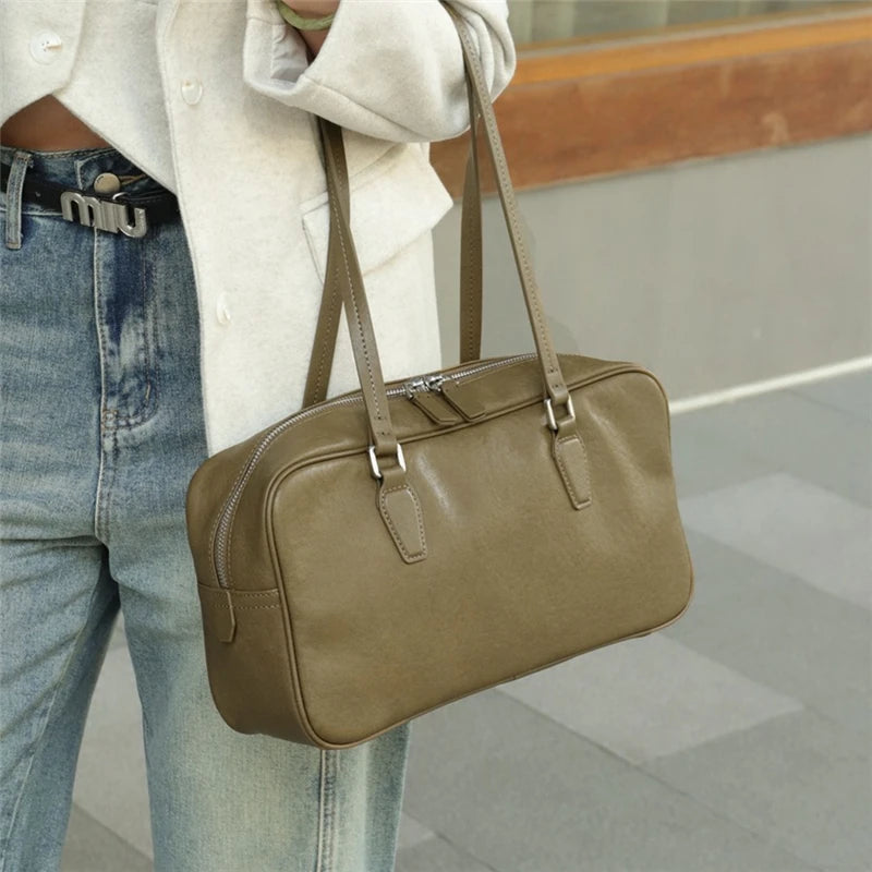 Hifashion Cowhide Genuine Leather Shoulder Bags For Women 2025 Trend Designer Large Capacity Work Satchel Tote Ladies Handbags