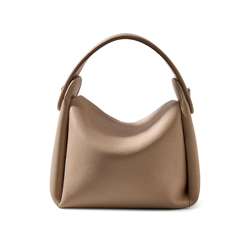 Hifashion Cowhide Genuine Leather Small Shoulder Bags For Women 2025 Luxury Designer Work Bucket Tote Crossbody Ladies Handbags