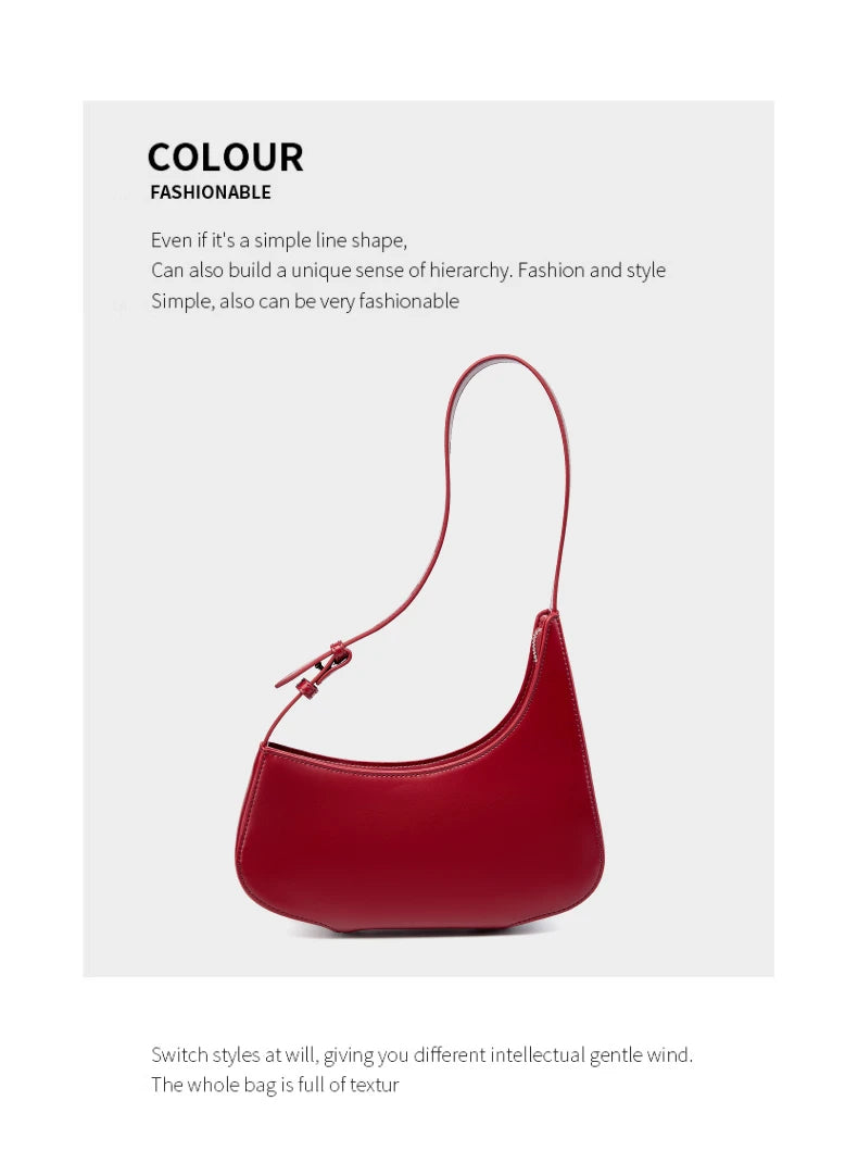 Hifashion Minimalist Genuine Leather Crescent Underarm Shoulder Bags For Women 2025 Luxury Designer Half Moon Ladies Handbags