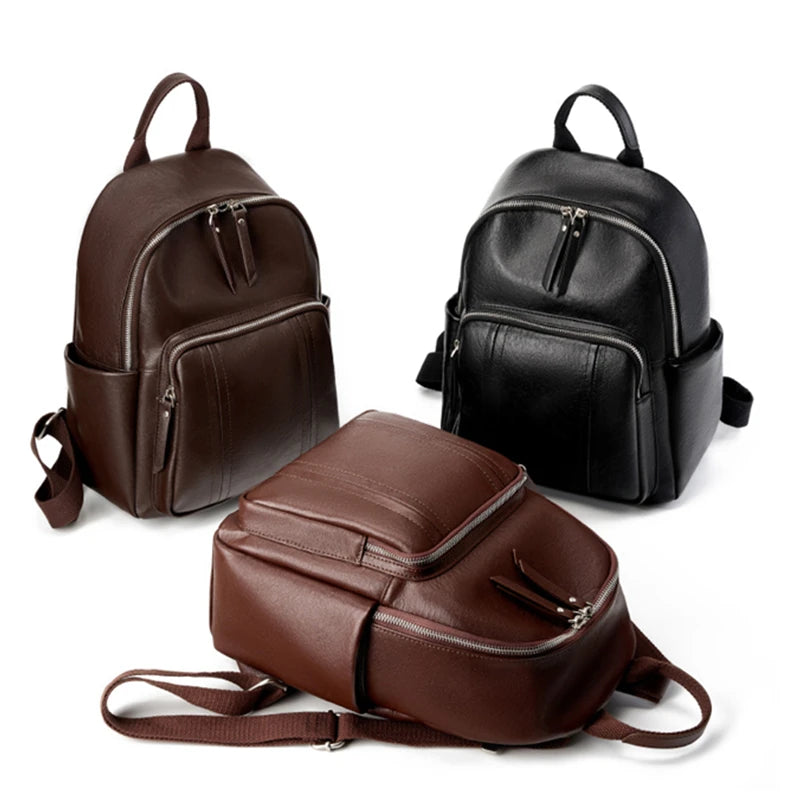 Hifashion Cowhide Genuine Leather Backpack For Women 2025 Trend Designer Work Daypack Travel Bookbags Teenage Girls School Bags