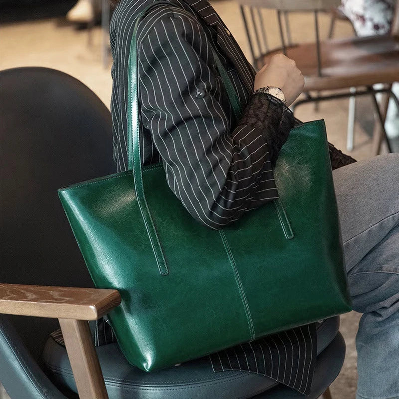 Hifashion Cowhide Genuine Leather Large Tote Bags For Women 2025 Trend Designer A4 Shoulder Bags Laptop Shopper Ladies Handbags