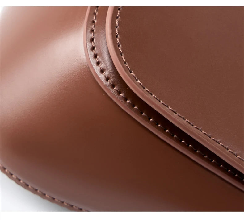 Hifashion Classic Genuine Leather Saddle Small Shoulder Bags For Women 2025 Luxury Designer Crossbody Purses Cow Ladies Handbags