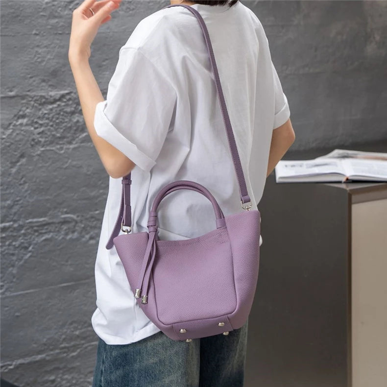 Hifashion Stylish Genuine Leather Tote Shoulder Bags For Women 2025 Trend Designer Basket Shopper Work Crossbody Ladies Handbags