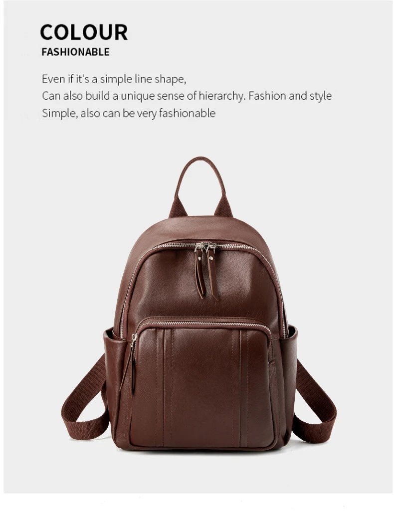 Hifashion Cowhide Genuine Leather Backpack For Women 2025 Trend Designer Work Daypack Travel Bookbags Teenage Girls School Bags