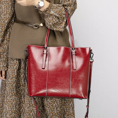 Hifashion Vintage Cow Genuine Leather Large Tote Bags For Women 2025 Luxury Designer Shopping Shoulder Bags Work Ladies Handbags