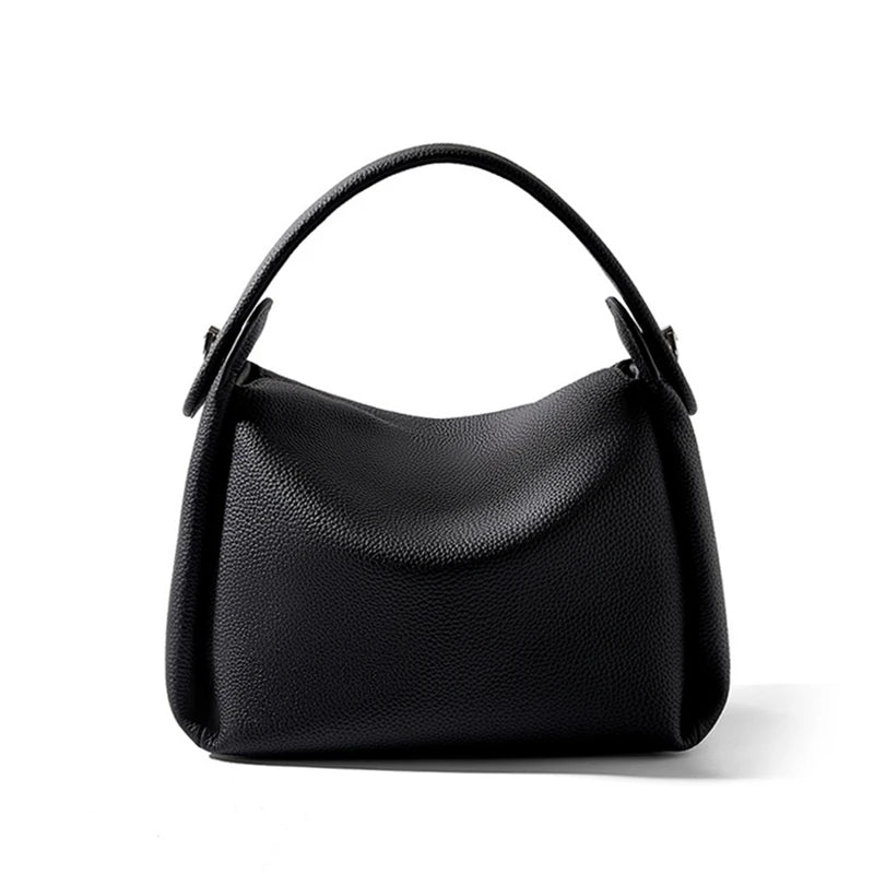 Hifashion Cowhide Genuine Leather Small Shoulder Bags For Women 2025 Luxury Designer Work Bucket Tote Crossbody Ladies Handbags
