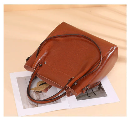 Hifashion Vintage Cowhide Genuine Leather Tote Handbags For Women 2025 Trend Designer Office Work Ladies Shoulder Crossbody Bags