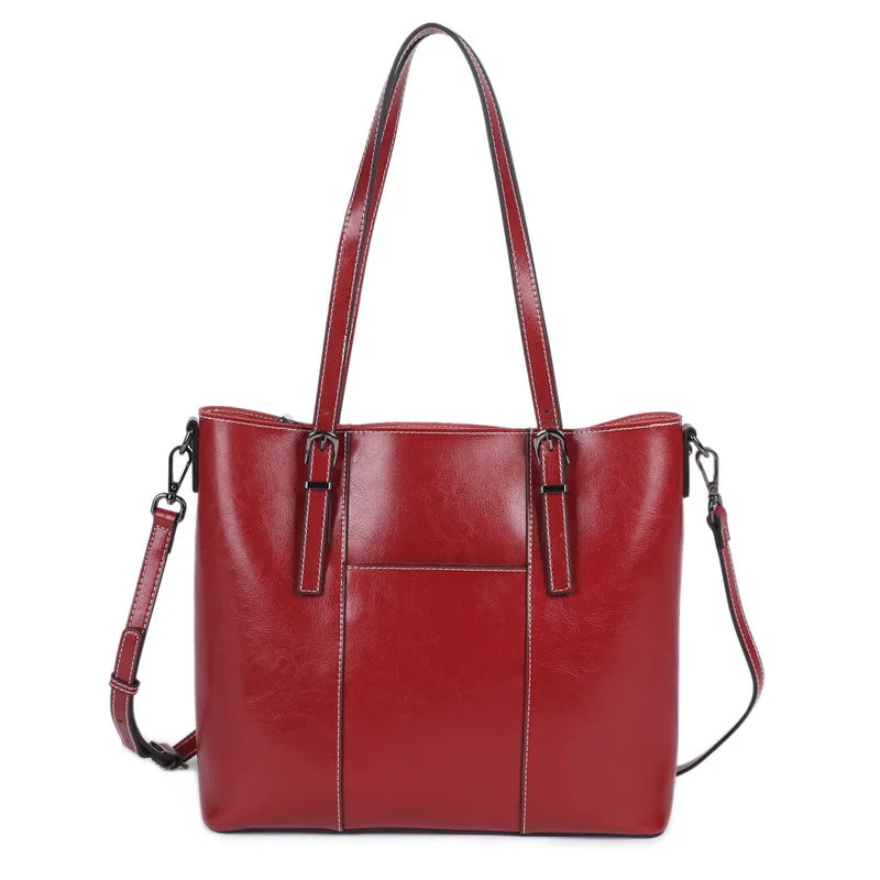 Hifashion Vintage Cow Genuine Leather Large Tote Bags For Women 2025 Luxury Designer Shopping Shoulder Bags Work Ladies Handbags