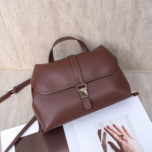 Hifashion Cowhide Genuine Leather Crossbody Shoulder Bags For Women 2025 Trend Designer Satchel Purses Boston Ladies Handbags
