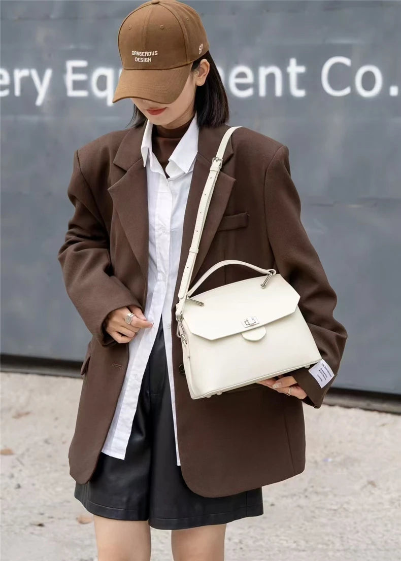 Hifashion Cowhide Genuine Leather Tote Handbags For Women 2025 Trend Designer Satchel Purses Work Ladies Shoulder Crossbody Bags