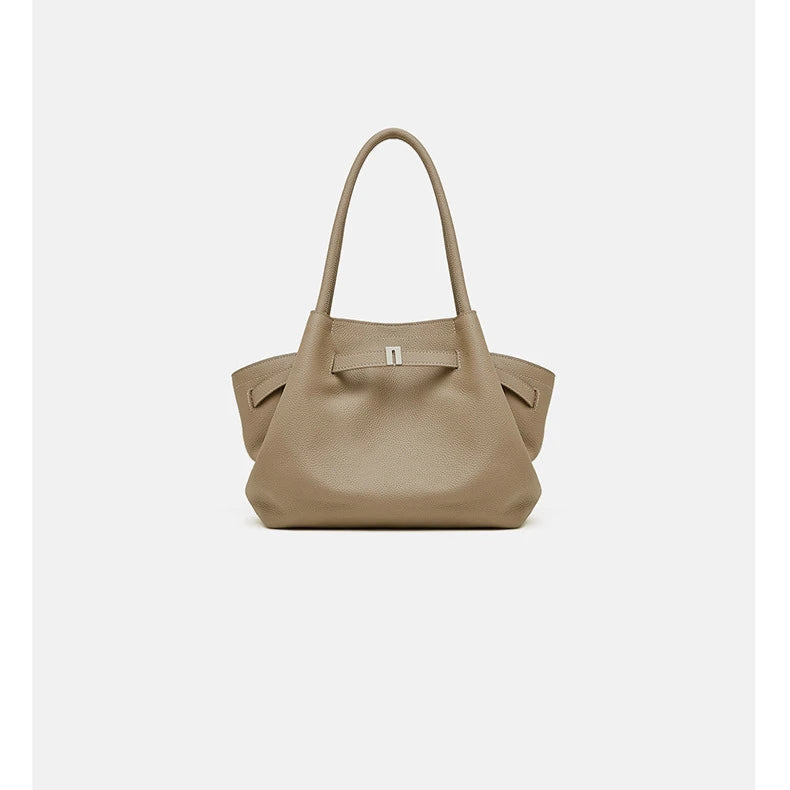 Hifashion Cowhide Genuine Leather Tote Shoulder Bags For Women 2025 Trend Designer Pleated Work Shopper Underarm Ladies Handbags