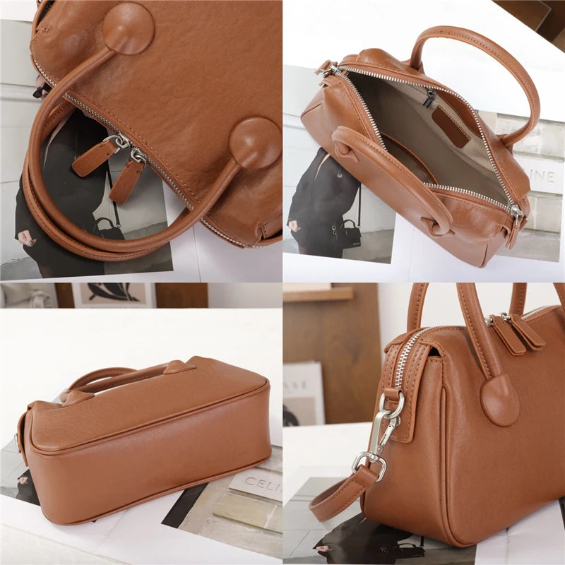 Hifashion Vintage Cow Genuine Leather Crossbody Shoulder Bags For Women 2025 Luxury Designer Pillow Satchel Tote Ladies Handbags