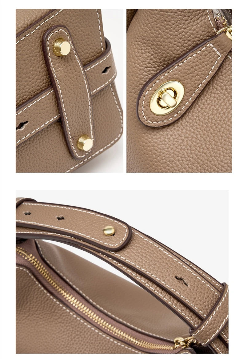 Hifashion 100% Genuine Leather Crescent Shoulder Crossbody Bags For Women 2025 Luxury Designer Top Handle Purses Ladies Handbags