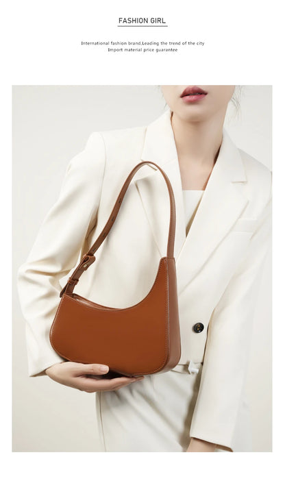 Hifashion Minimalist Genuine Leather Crescent Underarm Shoulder Bags For Women 2025 Luxury Designer Half Moon Ladies Handbags