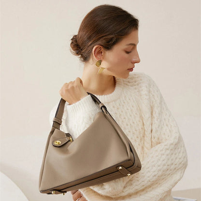 Hifashion 100% Genuine Leather Crescent Shoulder Crossbody Bags For Women 2025 Luxury Designer Top Handle Purses Ladies Handbags
